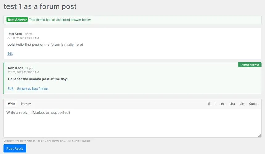 Blesta Client Forum Plugin 3 Blesta forum plugin thread with a best answer in the client portal